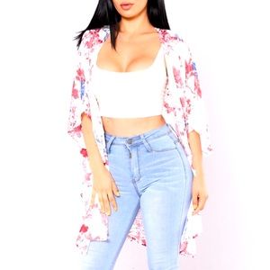 White Floral Kimono